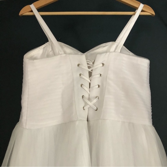 Custom Tailored Women’s Lace Corset White Wedding Dress w/cape and gloves Sz M - Picture 7 of 17